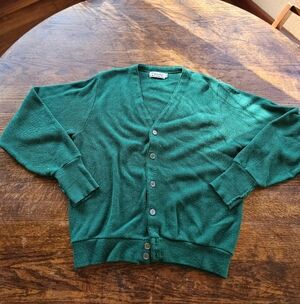 Vintage Izod Lacoste Green Cardigan Sz M
